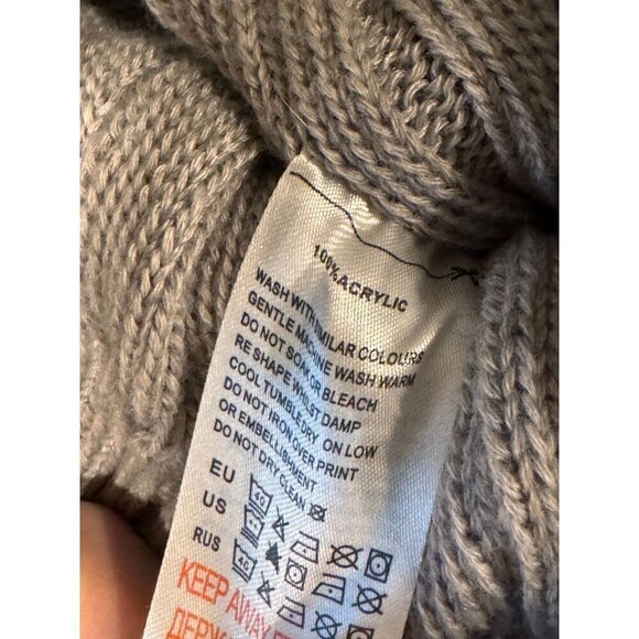 Furtalk Gray Knitted Winter Beanie With Faux Fur Pom-Pom Women's One Size - Picture 4 of 6